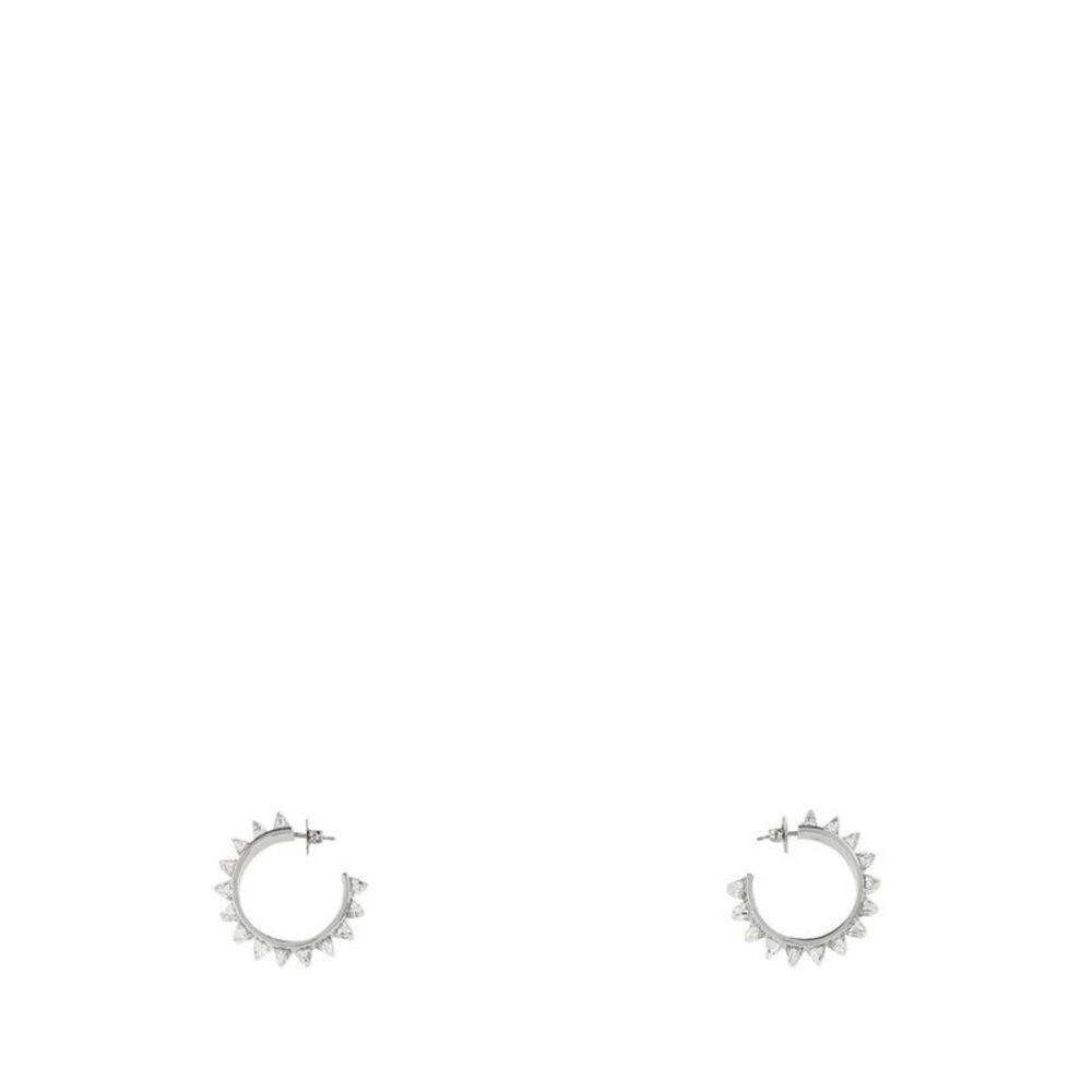 AMINA MUADDI Hoop Earrings with Crystal Embellishments Women SILVER